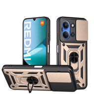 Xiaomi Redmi 15C 5G Hoesje - MobyDefend Pantsercase Met Draaibare Ring - Goud