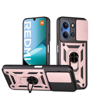 Xiaomi Redmi 15C 5G Hoesje - MobyDefend Pantsercase Met Draaibare Ring - Ros&eacute;