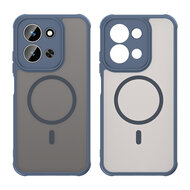 Xiaomi Redmi 15C 5G Hoesje - MobyDefend MagSafe Case Mat Transparant Met Gekleurde Rand - Blauw