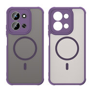 Xiaomi Redmi 15C 5G Hoesje - MobyDefend MagSafe Case Mat Transparant Met Gekleurde Rand - Paars