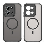 Xiaomi Redmi 15C 5G Hoesje - MobyDefend MagSafe Case Mat Transparant Met Gekleurde Rand - Zwart