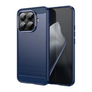 Xiaomi 15T Pro Hoesje - MobyDefend TPU Backcover - Geborstelde Metaal &amp; Carbon-Look - Blauw