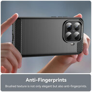 Xiaomi 15T Pro Hoesje - MobyDefend TPU Backcover - Geborstelde Metaal &amp; Carbon-Look - Zwart