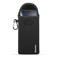 Hoesje voor Oppo Find X9 Pro - MobyDefend Neopreen Pouch Met Karabijnhaak - Insteekhoesje - Riemlus Hoesje - Zwart