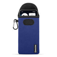 Hoesje voor Nothing Phone (3a) Lite - MobyDefend Neopreen Pouch Met Karabijnhaak - Insteekhoesje - Riemlus Hoesje - Blauw