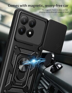 Xiaomi 15T Hoesje - MobyDefend Pantsercase Met Draaibare Ring - Zilvergrijs