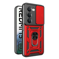 Xiaomi Redmi 15 5G Hoesje - MobyDefend Pantsercase Met Draaibare Ring - Rood