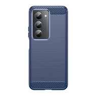 Xiaomi Redmi 15 5G Hoesje - MobyDefend TPU Backcover - Geborstelde Metaal &amp; Carbon-Look - Blauw