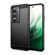 Xiaomi Redmi 15 5G Hoesje - MobyDefend TPU Backcover - Geborstelde Metaal &amp; Carbon-Look - Zwart