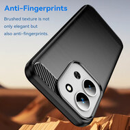 Xiaomi Redmi 15C 5G Hoesje - MobyDefend TPU Backcover - Geborstelde Metaal &amp; Carbon-Look - Blauw