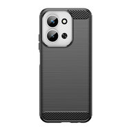 Xiaomi Redmi 15C 5G Hoesje - MobyDefend TPU Backcover - Geborstelde Metaal &amp; Carbon-Look - Zwart