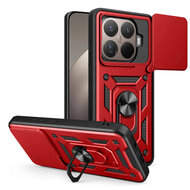 Xiaomi 15T Pro Hoesje - MobyDefend Pantsercase Met Draaibare Ring - Rood