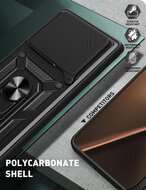 Xiaomi 15T Pro Hoesje - MobyDefend Pantsercase Met Draaibare Ring - Zilvergrijs