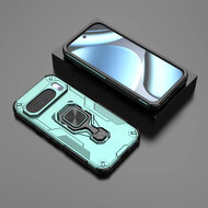 Google Pixel 10 / Google Pixel 10 Pro Hoesje - MobyDefend Dubbelgelaagde Pantsercase Met Standaard - Turquoise