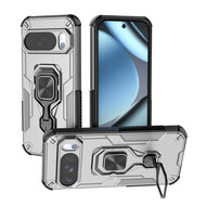 Google Pixel 10 / Google Pixel 10 Pro Hoesje - MobyDefend Dubbelgelaagde Pantsercase Met Standaard - Zilvergrijs