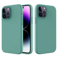 iPhone 14 Pro Hoesje - MobyDefend Matte Siliconen Backcover - Groen