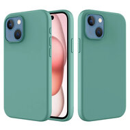 iPhone 15 Hoesje - MobyDefend Matte Siliconen Backcover - Groen