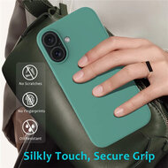 iPhone 16 Hoesje - MobyDefend Matte Siliconen Backcover - Groen