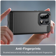 OnePlus 15 Hoesje - MobyDefend TPU Backcover - Geborstelde Metaal &amp; Carbon-Look - Blauw