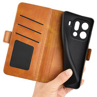 Oppo Find X9 Pro Hoesje - MobyDefend Luxe Wallet Book Case (Sluiting Zijkant) - Lichtbruin