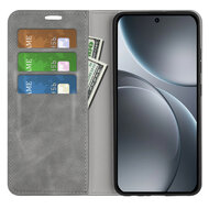 Oppo Find X9 Hoesje - MobyDefend Luxe Wallet Bookcase (Magnetische Sluiting) - Grijs
