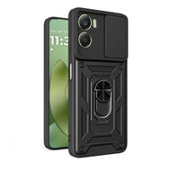 Motorola Moto G06 / Motorola Moto G06 Power Hoesje - MobyDefend Pantsercase Met Draaibare Ring - Zwart