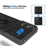 Motorola Moto G06 / Motorola Moto G06 Power Hoesje - MobyDefend Pantsercase Met Draaibare Ring - Zilvergrijs