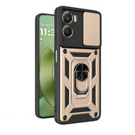 Motorola Moto G06 / Motorola Moto G06 Power Hoesje - MobyDefend Pantsercase Met Draaibare Ring - Goud