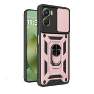 Motorola Moto G06 / Motorola Moto G06 Power Hoesje - MobyDefend Pantsercase Met Draaibare Ring - Ros&eacute;