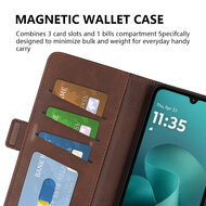 Motorola Moto G06 / Motorola Moto G06 Power Hoesje - MobyDefend Luxe Wallet Book Case (Sluiting Zijkant) - Lichtbruin