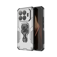 Xiaomi 15T Pro Hoesje - MobyDefend Dubbelgelaagde Pantsercase Met Standaard - Zilvergrijs