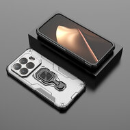 Xiaomi 15T Pro Hoesje - MobyDefend Dubbelgelaagde Pantsercase Met Standaard - Zilvergrijs