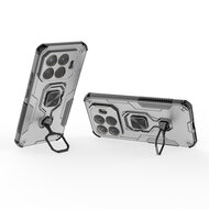 Xiaomi 15T Pro Hoesje - MobyDefend Dubbelgelaagde Pantsercase Met Standaard - Zilvergrijs