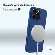 iPhone 16 Pro Hoesje - MobyDefend Matte Siliconen Backcover - Blauw