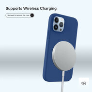 iPhone 14 Pro Max Hoesje - MobyDefend Matte Siliconen Backcover - Blauw