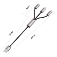 Tech-Protect Ultraboost 3-in-1 kabel - USB-A naar Micro-USB, USB-C &amp; Lightning - 3.5A - 1M - Zwart-Grijs
