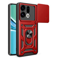 Oppo Find X9 Hoesje - MobyDefend Pantsercase Met Draaibare Ring - Rood