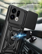 Oppo Find X9 Hoesje - MobyDefend Pantsercase Met Draaibare Ring - Zwart