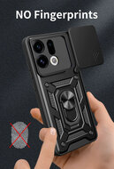 Oppo Find X9 Hoesje - MobyDefend Pantsercase Met Draaibare Ring - Zwart