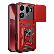 Oppo Find X9 Pro Hoesje - MobyDefend Pantsercase Met Draaibare Ring - Rood