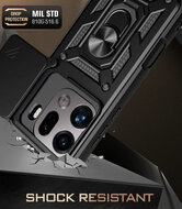 Oppo Find X9 Pro Hoesje - MobyDefend Pantsercase Met Draaibare Ring - Blauw