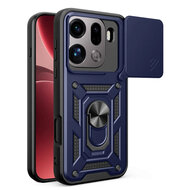 Oppo Find X9 Pro Hoesje - MobyDefend Pantsercase Met Draaibare Ring - Blauw