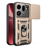 Oppo Find X9 Pro Hoesje - MobyDefend Pantsercase Met Draaibare Ring - Goud