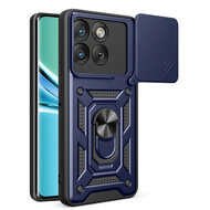 Motorola Edge 70 Hoesje - MobyDefend Pantsercase Met Draaibare Ring - Blauw