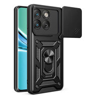 Motorola Edge 70 Hoesje - MobyDefend Pantsercase Met Draaibare Ring - Zwart