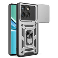 Motorola Edge 70 Hoesje - MobyDefend Pantsercase Met Draaibare Ring - Zilvergrijs