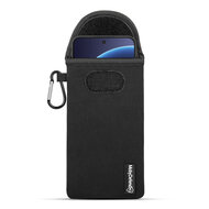 Hoesje voor OnePlus 15R - MobyDefend Neopreen Pouch Met Karabijnhaak - Insteekhoesje - Riemlus Hoesje - Zwart