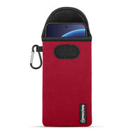 Hoesje voor OnePlus 15R - MobyDefend Neopreen Pouch Met Karabijnhaak - Insteekhoesje - Riemlus Hoesje - Rood