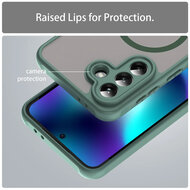 Samsung Galaxy A37 Hoesje - MobyDefend MagSafe Case Mat Transparant Met Gekleurde Rand - Groen