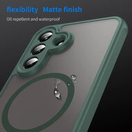 Samsung Galaxy A37 Hoesje - MobyDefend MagSafe Case Mat Transparant Met Gekleurde Rand - Groen
